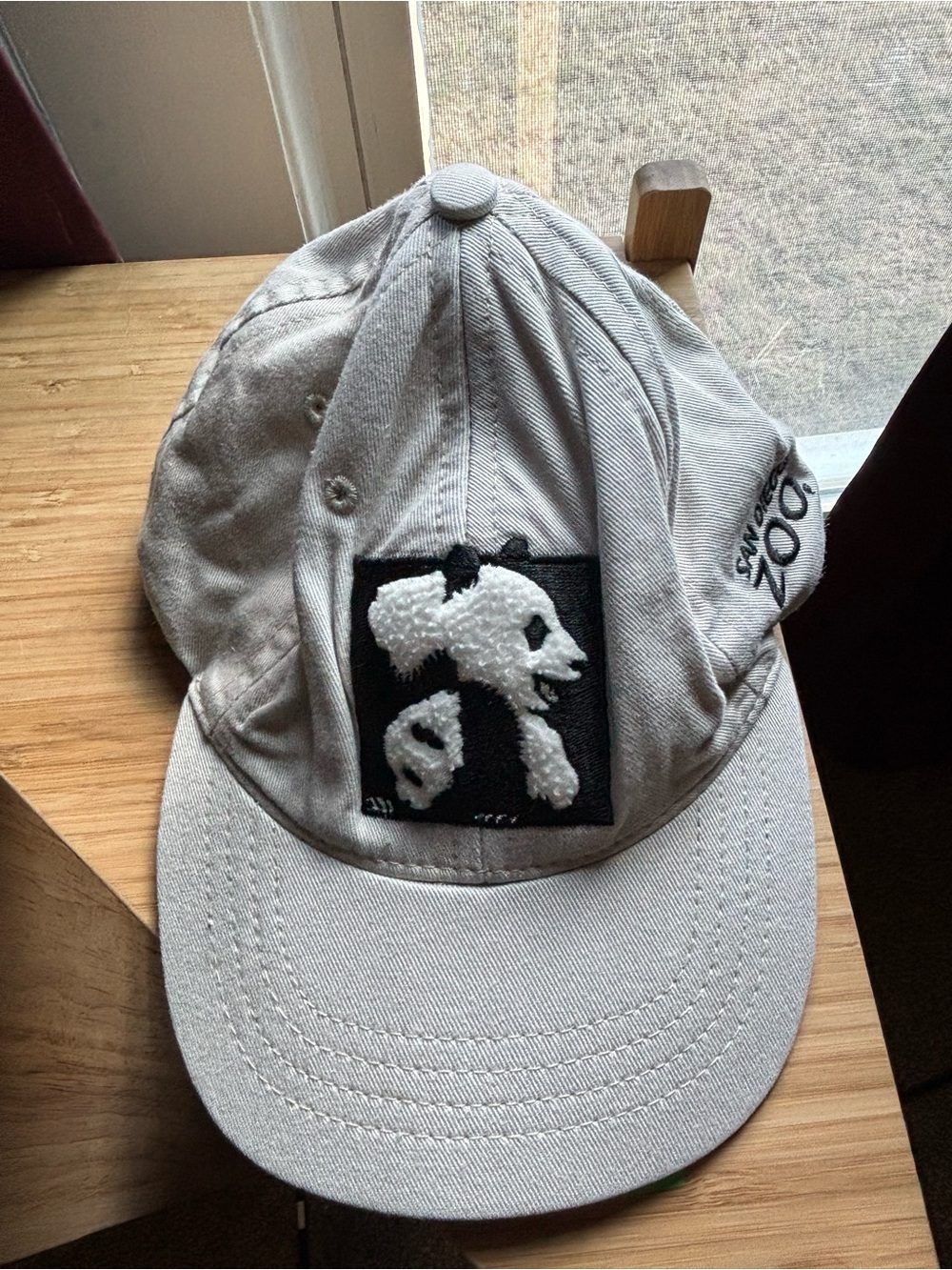 Cream Baseball Cap with Textured Panda Patch